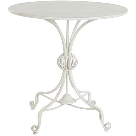 Table d'appoint ronde en métal coloris blanc - Diamètre 81 x Hauteur 81.5 cm -PEGANE- (1/5)