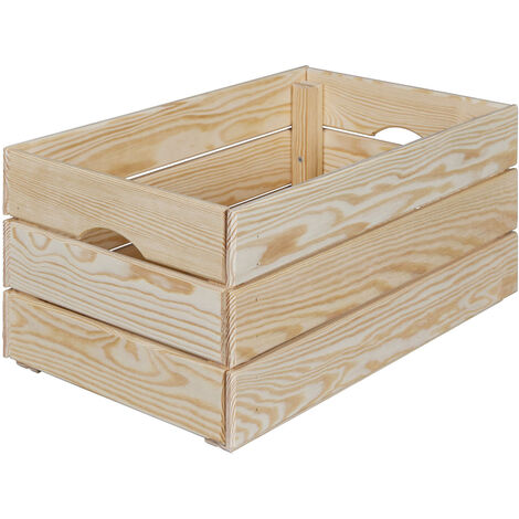 Pegane – Cagette en bois de pin naturel 51 x 31,5 x 23 cm – Rangement esthétique pour intérieur – Poids 3,72 kg