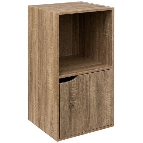Pegane – Meuble de rangement MDF imitation bois chêne – Dimensions 34.4x32x67.6 cm – Niche et porte pour rangement optimisé (1/3)