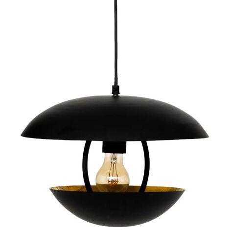 Lampe suspendue, suspension luminaire en métal noir - Diamètre 33 x Hauteur 23 cm -PEGANE- (1/4)