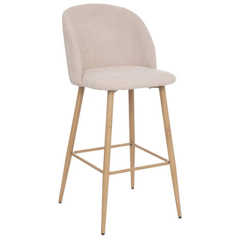 Lot de 2 chaises de bar en fer et bois coloris Beige - Longueur 48 x profondeur 56 x hauteur 106 cm -PEGANE- (1/3)