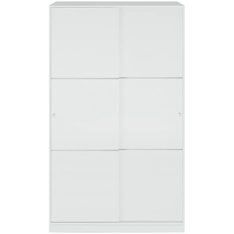 Armoire, placard avec 2 portes coulissantes coloris blanc brillant - longueur 120 x hauteur 200 x profondeur 50 cm (1/5)