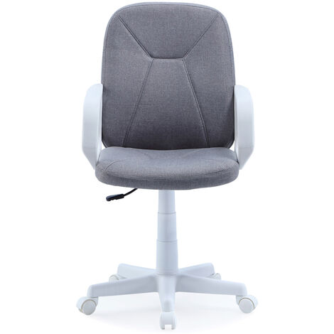 Fauteuil de bureau pivotant coloris gris perle, blanc - Longueur 56,5 x profondeur 56,5 x hauteur 91-103 cm -PEGANE- (1/2)