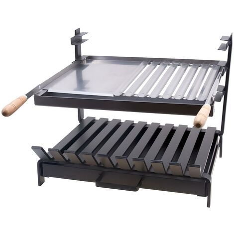 Grille à rôtir avec tiroir et récupérateur de graisse en Inox coloris Noir - 50 x 45 x 40 cm (1/2)