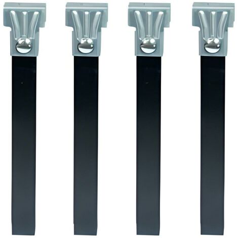 Lot de 4 pieds pour sommier en Métal coloris Noir - Hauteur 30 cm x 3 cm