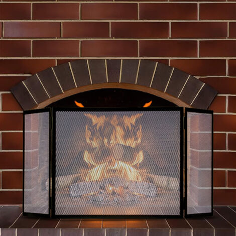 Pare-feu De Cheminée VEVOR 2 Panneaux - Dimensions 99x80.2 Cm, Fer Noir Vintage - Avec Porte - Neuf