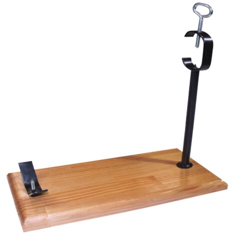 Support à jambon en acier inoxydable/bois coloris marron - Longueur 45 x Profondeur 18 x Hauteur 2 cm (1/3)