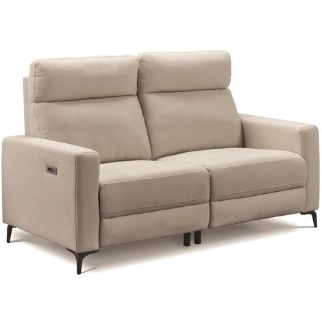 Ensemble canapé de 3 places, 2 relax électriques + canapé de 2 places fixes en tissu New Nobuck couleur Beige (1/5)