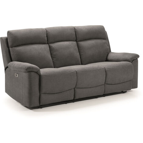 Ensemble canapé de 3 places relax électrique + canapé de 2 places fixes en tissu couleur Gris foncé (1/5)