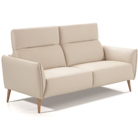 Canapé de 3 places en tissu couleur Beige - Longueur 188 x Profondeur 90 x Hauteur 103 cm (1/4)