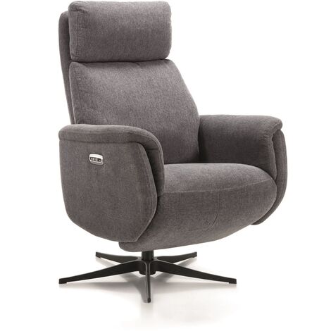 Fauteuil relax électrique en tissu polyester couleur Gris foncé - Longueur 75 x Profondeur 75 x Hauteur 111 cm (1/5)