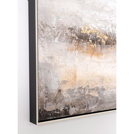 Grande Peinture à L'Huile Originale Encadrée – Abstrait Moderne Par Don Droll – Tons Bruns 31x11 Pouces