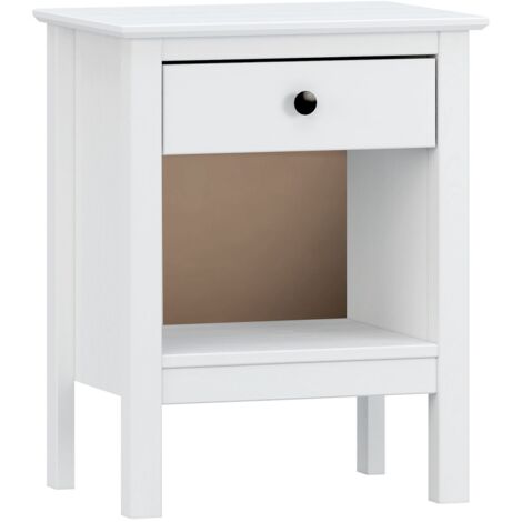 Table de chevet, table de nuit avec 1 tiroir coloris blanc - longueur 48 x profondeur 35 x hauteur 60 cm -PEGANE- (1/2)