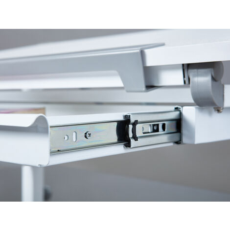 Bureau inclinable 1 tiroir bois laqué blanc et gris - Dim :
L 110 x H 55-78 x P 68 cm -PEGANE-