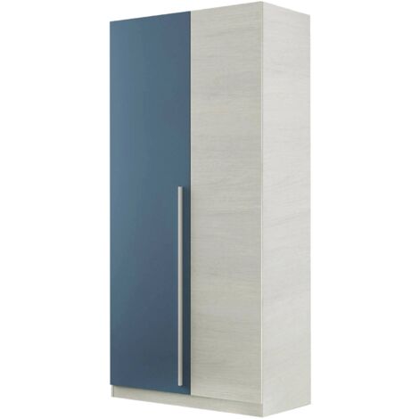 Loungitude – Armoire penderie 2 portes battantes – 3 étagères fixes – Tringle à vêtements – Panneau aggloméré mélaminé – Dimensions 90 x 52 x 200 cm