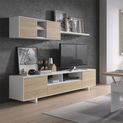Meuble de salon BELUS en chêne canadien 200 cm (largeur) x 46 cm (hauteur) x 41 cm (profondeur)