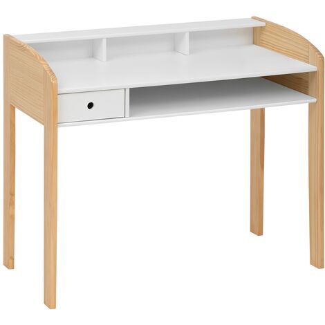 Table du bureau, meuble du bureau en bois coloris Blanc, naturel - Longueur 100 x Profondeur 52 x Hauteur 85 cm -PEGANE- (1/4)
