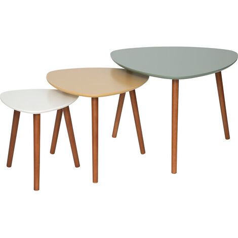 Lot de 3 tables café gigognes multicolore -PEGANE- (1/5)