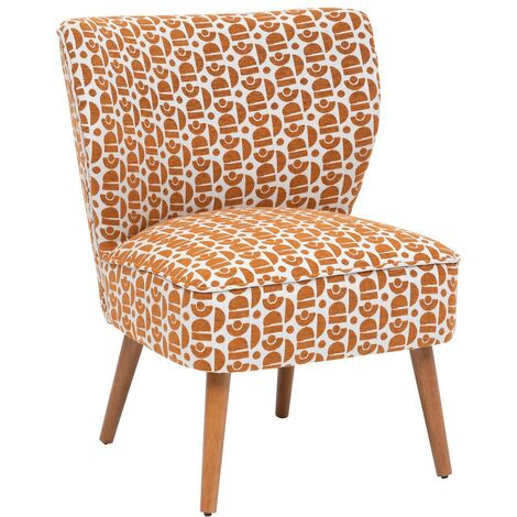 Fauteuil en PU coloris Ambre, pieds en bois hévéa coloris naturel - Longueur 67 x Profondeur 62 x Hauteur 80 cm (1/4)