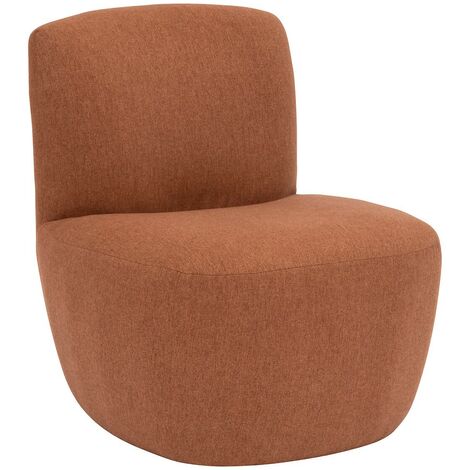Chauffeuse, canapé avec 1 place en tissu coloris Terracotta et bois - Longueur 65 x Profondeur 71 x Hauteur 68 cm (1/4)