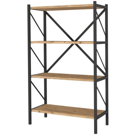 Etagère, bibliothèque avec 4 étagères coloris chêne cambrian, noir - longueur 66 x profondeur 34 x hauteur 121 cm (1/2)