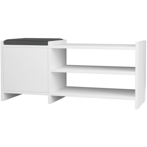 Etagère à chaussures, meuble à chaussures avec 1 porte coloris blanc - longueur 100 x profondeur 35 x hauteur 44 cm (1/2)