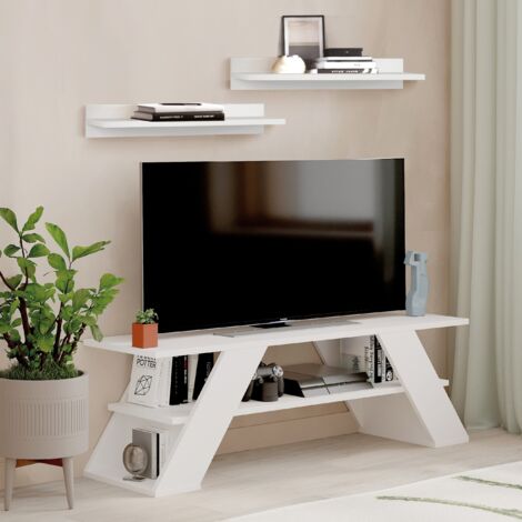 Etagère murale en bois coloris blanc - longueur 60 x profondeur 24 x hauteur 10 cm