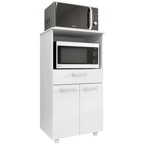 Pegane – Armoire de rangement 2 portes et 1 tiroir blanc – Dimensions 61 x 49 x 118 cm – Panneaux mélaminés pour assemblage facile (1/3)