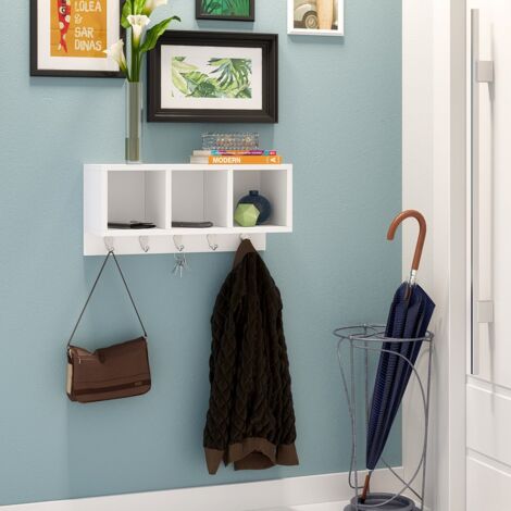 Etagère murale en bois coloris blanc - longueur 54 x profondeur 21 x hauteur 25 cm