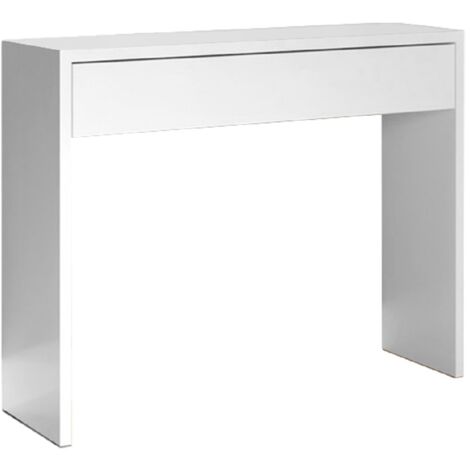 Pegane – Table console blanche avec 1 tiroir – Dimensions 100x30x76 cm – Panneaux de particules mélaminés – Style moderne et épuré