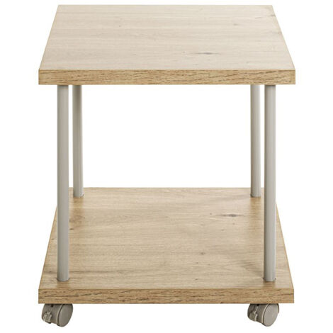 Table de desserte en bois coloris chêne clair et métal coloris gris -longueur 40 x profondeur 40 x hauteur 45 cm (1/3)