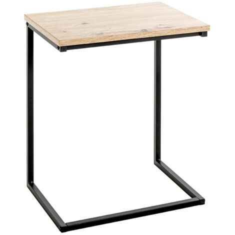 Table d'appoint en bois coloris chêne clair et métal coloris noir -longueur 40 x profondeur 30 x hauteur 50 cm (1/2)