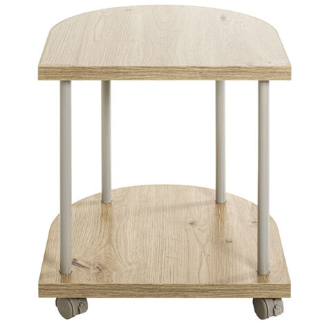 Table de desserte en bois coloris chêne clair et métal coloris gris -longueur 40 x profondeur 40 x hauteur 45 cm (1/4)