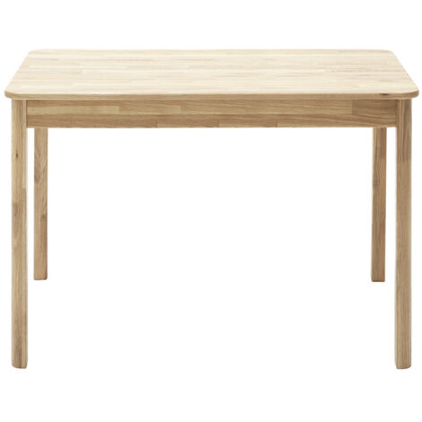 Table de salle à manger rectangulaire en bois hêtre massif huilé coloris chêne sauvage - longueur 120 x hauteur 76 x profondeur 80 cm (1/4)