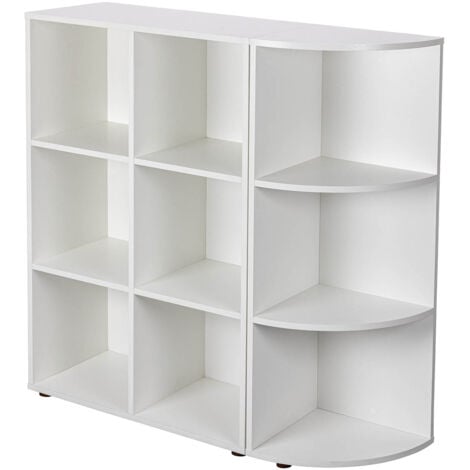Meuble étagère d'angle avec 3 niveaux coloris blanc - longueur 34 x profondeur 33 x hauteur 110 cm