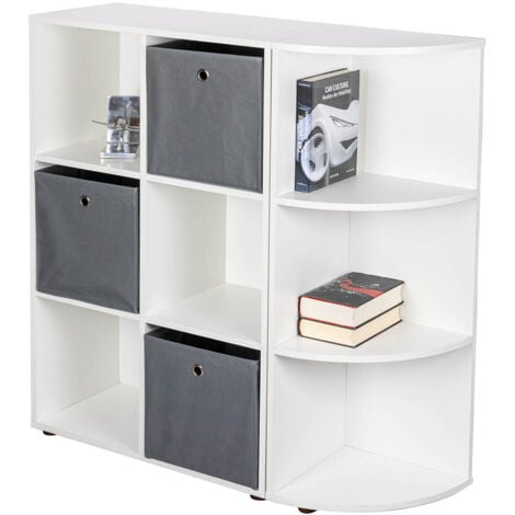 Meuble étagère d'angle avec 3 niveaux coloris blanc - longueur 34 x profondeur 33 x hauteur 110 cm