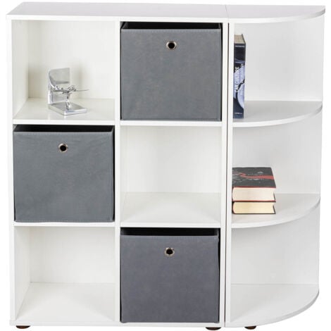 Meuble étagère d'angle avec 3 niveaux coloris blanc - longueur 34 x profondeur 33 x hauteur 110 cm