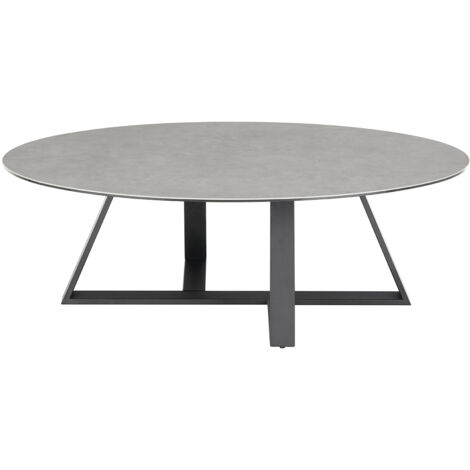 Table basse en verre et céramique coloris gris et métal coloris noir mat -longueur 120 x hauteur 38 x profondeur 70 cm (1/4)