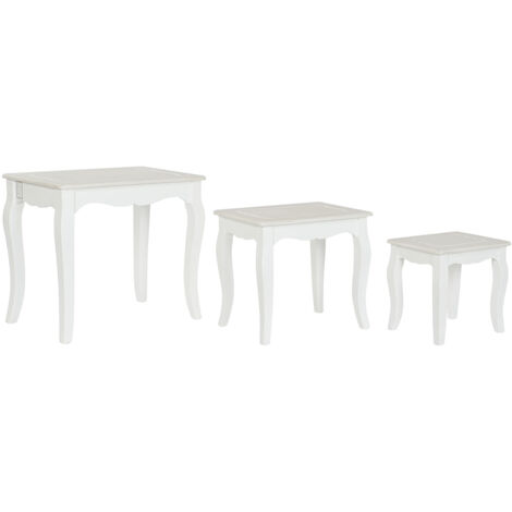 Set de 3 tables d'appoints en bois MDF coloris blanc (1/4)