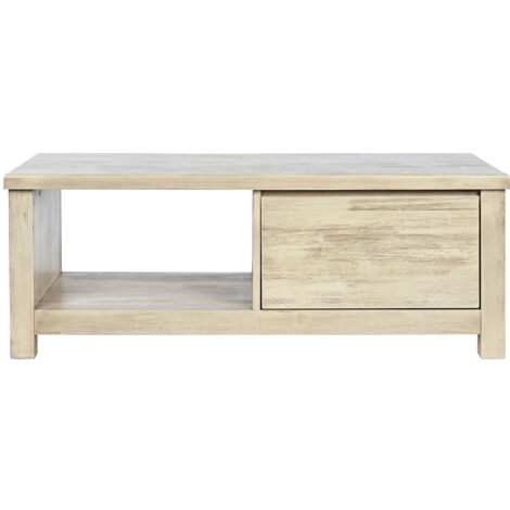 Table d'appoint avec 1 tiroir et 1 niche en bois coloris naturel - longueur 120 x profondeur 60 x Hauteur 45 cm (1/5)