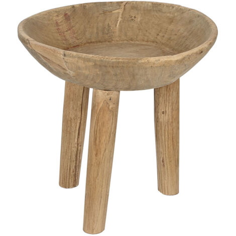 Marrakesch Acheron Table d'appoint vintage en bois de manguier Tabouret de fleurs et sous-pot de fleurs Acheron 35 x 20 cm Table orientale avec sculptures Table décorative