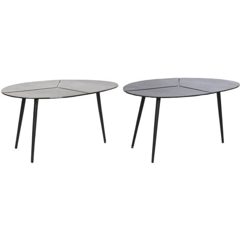 Set de 2 tables d'appoints en aluminium coloris noir, doré (1/5)