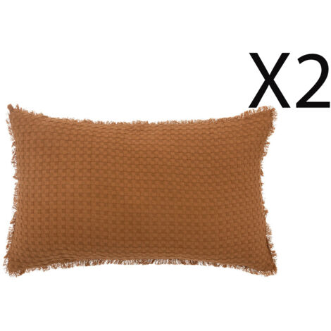 Lot de 2 coussins en coton coloris terracotta - Longueur 50 x Profondeur 10 x Hauteur 30 cm -PEGANE- (1/3)