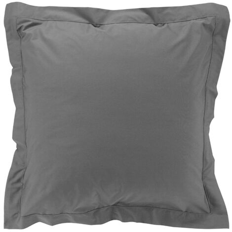 Lot de 2 Taie d'oreiller en Coton 63 x 63 cm 100% percale coloris Anthracite certifiée Oeko-Tex (1/2)