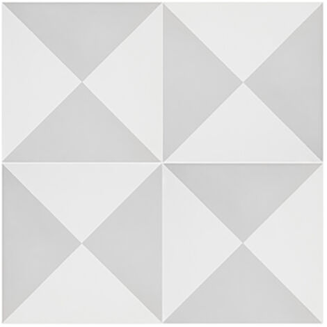 Boite de 24 Carreaux de ciment véritable 0,96m2 / Carreaux de ciment artisanaux pour sol et mur coloris gris/blanc - l.20 x L.20 cm
