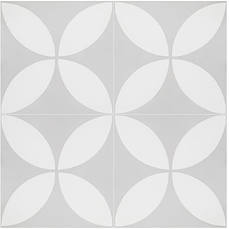 Boite de 24 Carreaux de ciment véritable 0,96m2 / Carreaux de ciment artisanaux pour sol et mur coloris gris et blanc - l.20 x L.20 cm