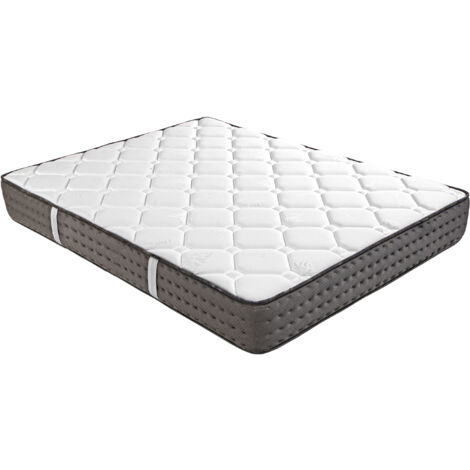 Ensemble Matelas CASTO 140x190 cm, en mousse haute densité, ferme, face été/hiver + sommier blanc épaisseur 13cm (1/5)