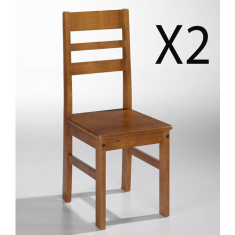 Chaise de salle à manger en pin massif coloris cerisier - Longueur 42 x Profondeur 45 x Hauteur 98 cm (1/3)
