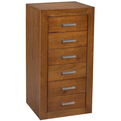 Chiffonnier Meuble de rangement en pin massif coloris cerisier - Longueur 50 x Profondeur 40 x Hauteur 102 cm