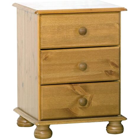 Table de chevet enfant de 3 tiroirs en bois coloris miel - Longueur 34 x Profondeur 48 x Hauteur 55 cm (1/5)